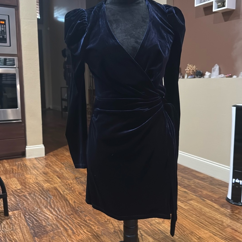 Blue velvet cocktail dress